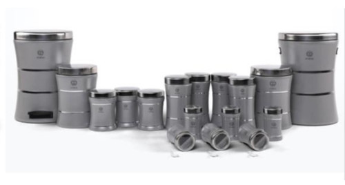 سرویس ۱۷ پارچه کمر باریک کلاسیک اورانوس نقره ای متالیک درب استیل