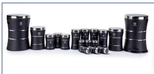 سرویس ۱۷ پارچه کمر باریک کلاسیک اورانوس مشکی درب استیل