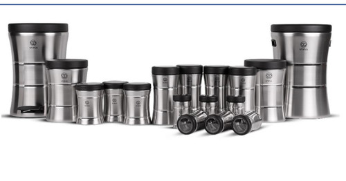 سرویس اورانوس ۱۷ پارچه کمر باریک کلاسیک استیل با درب مشکی