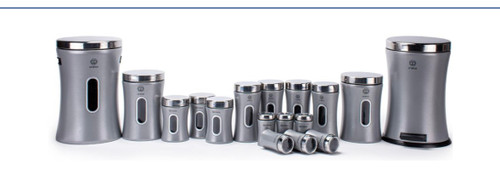 سرویس ۱۷ پارچه کمر باریک ملودی اورانوس نقره ای متالیک درب استیل